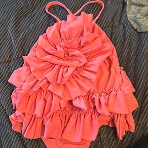Flower/ruffle Mud pie swim suit! 4t